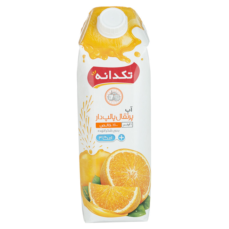 خرید و قیمت آب پرتقال پالپ دار تکدانه حجم 1 لیتر