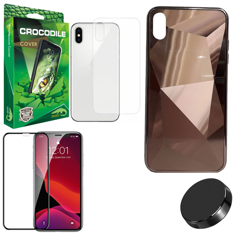 کاور کروکودیل مدل A-L-M-A-S مناسب برای گوشی موبایل اپل Iphone XS Max به همراه محافظ صفحه نمایش و محافظ پشت گوشی و پایه نگهدارنده گوشی