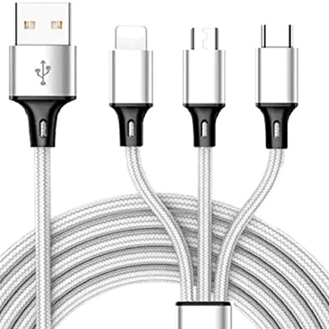 خرید و قیمت كابل تبدیل USB به لايتنينگ /micro USB/USB-C سمگپرس مدل توربو شارژ طول 1 متر