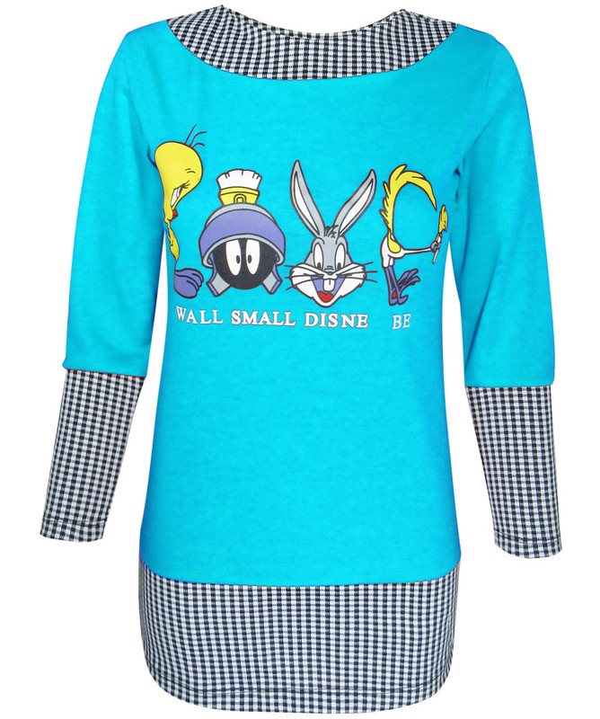 تونیک زنانه مدل Cartoon Characters رنگ آبی