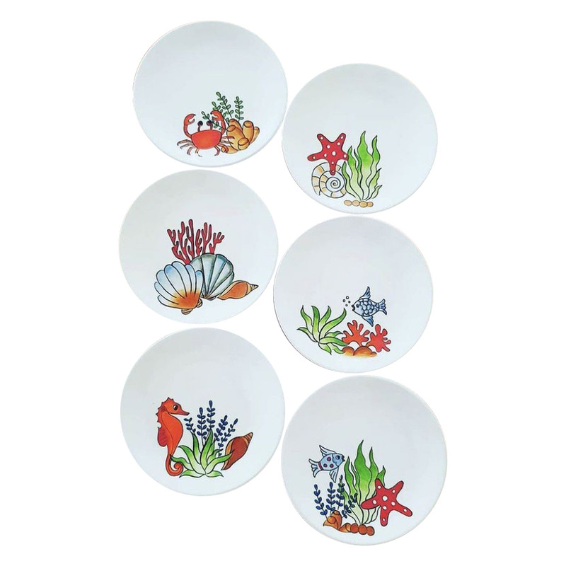 بشقاب دیوارکوب سفالی کد D207 مجموعه 6 عددی