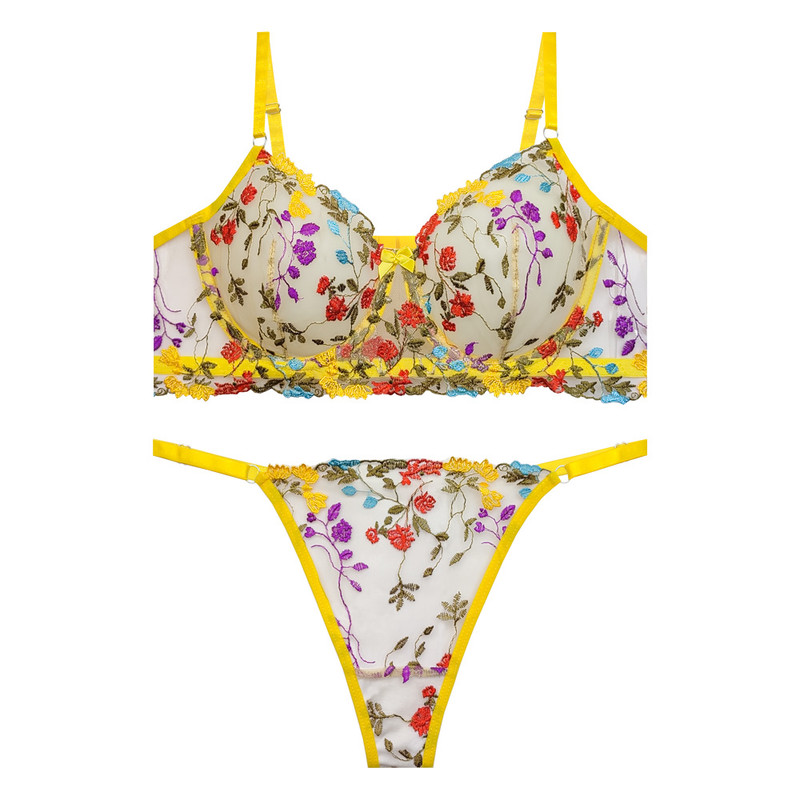 ست شورت و سوتین زنانه مدل توری طرح بهار کد 9305st