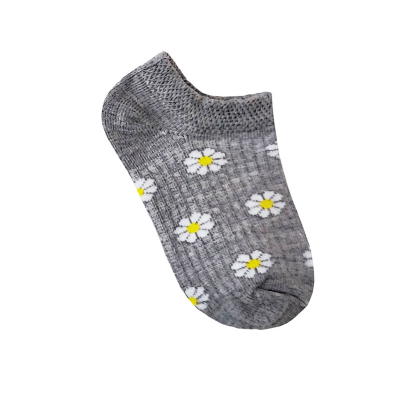 جوراب دخترانه مدل بابونه رنگ طوسی