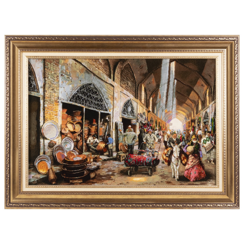 تابلو فرش دستباف سی پرشیا مدل بازار مسگرها کد 903591