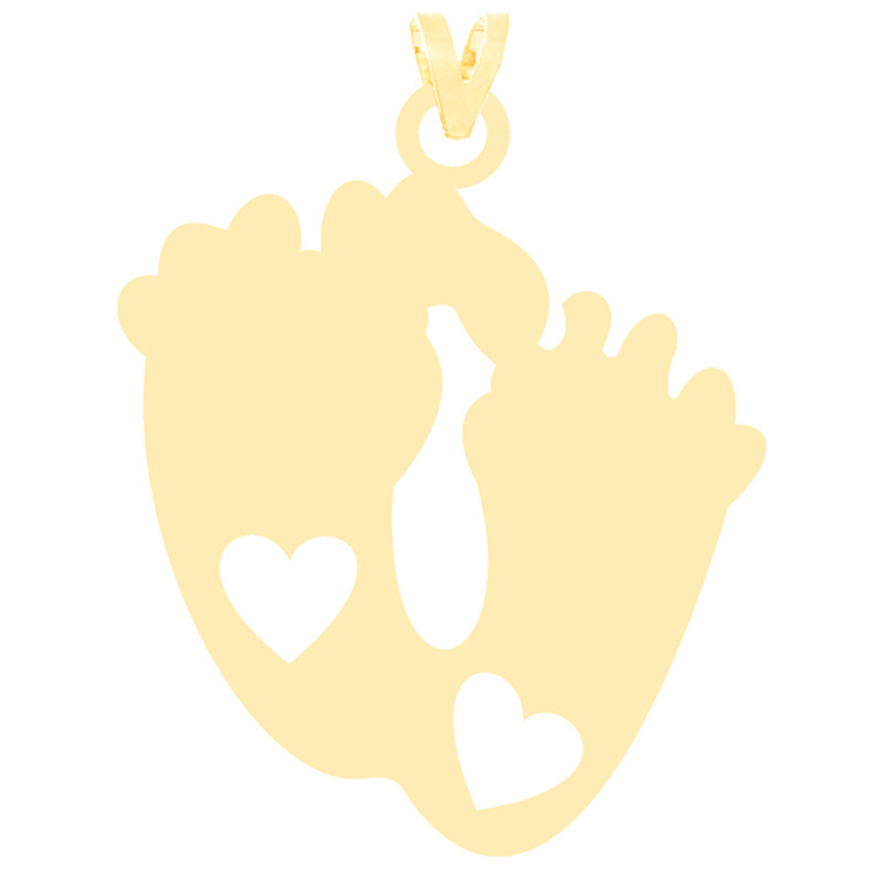 خرید و قیمت آویز گردنبند طلا 18 عیار زنانه کرابو طرح رد پای نوزاد و قلب مدل Kr3130