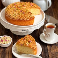 کیک ملکه ی بادام خونگی بسیار نرم لطیف و خوشمزه خوش بافت 