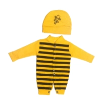 ست سرهمی و کلاه نوزادی مدل زنبوری