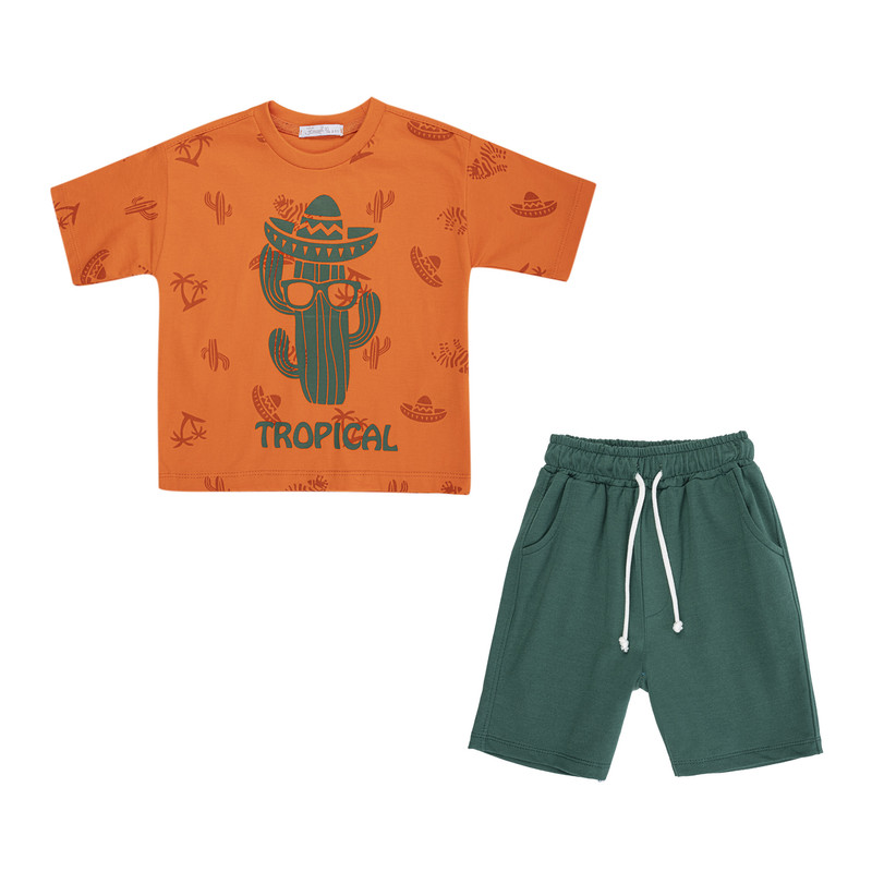 ست تی شرت و شلوارک پسرانه فیورلا مدل tropical کد 35060