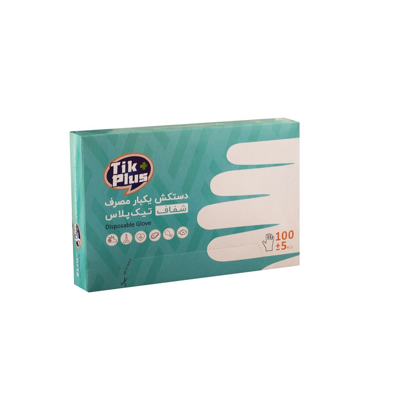 دستکش یکبار مصرف تیک پلاس کد 072 بسته 100 عددی