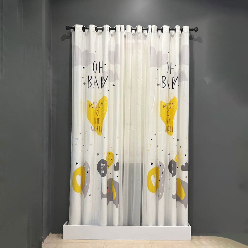 پرده مدل پانچی مخمل و حریر ساده طرح کودک کد n15 سایز 140x275 سانتی متر