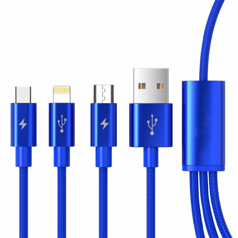 کابل تبدیل USB به microUSB / لایتنینگ / USB-C سمگپرس مدل S85 طول 1.2 متر