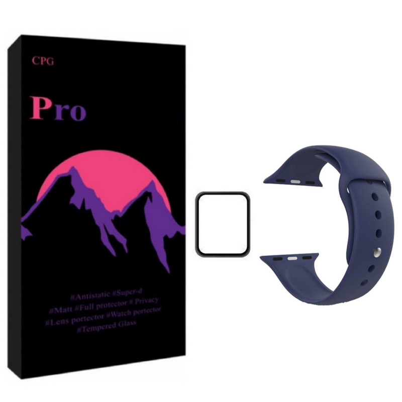 بند پرو مدل سیلیکونی مناسب برای اپل واچ سایز 44 به همراه محافظ صفحه نمایش