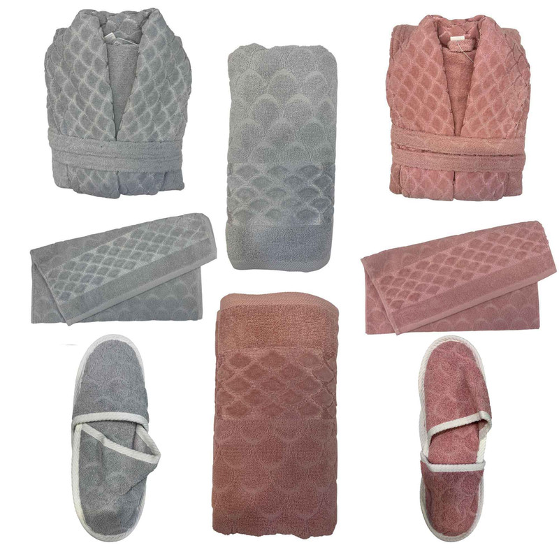 سرویس حوله پالتویی 8 تکه آریستا مدل صدف