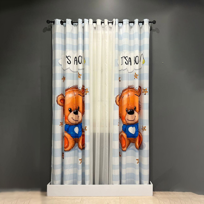 پرده مدل پانچی مخمل و حریر ساده طرح پسرانه کد n13 سایز 140x275 سانتی متر