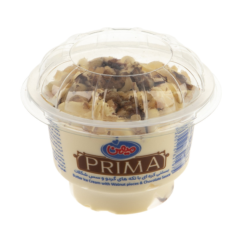 بستنی کرهای با تکههای گردو و سس شکلات میهن - 170 میلی لیتر